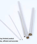 Zoienu Mini Electric Lathe For Jewelry Cutting With Adjustable Speed Ideal For Thin Tubes And Bracelet Metal Products In Silver And Copper Processing Precise Fine Crafting Tool, showcasing silver metal tubes.