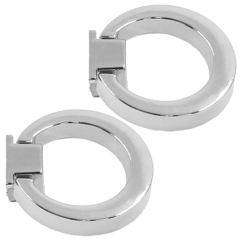 Two Pack Silver Ring Drawer Pulls For Cabinets And Furniture, 1.57 Inch Diameter O Type Metal Cabinet Pulls, Durable Silver Finish