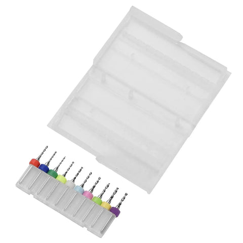 Pro Grade 1.1-2.0mm Tungsten Carbide Micro Drill Bits Set with colored rings and storage box for PCB drilling, easy bit change