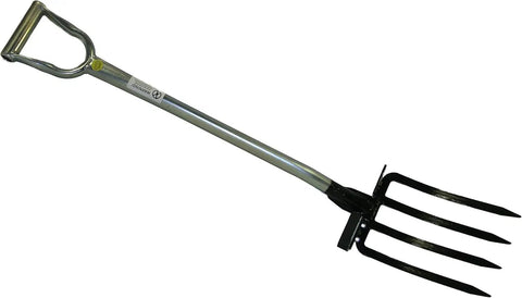 Heavy Duty Garden Fork For Digging And Weeding With Sharp Tines And D Shaped Handle Heat Treated Steel Yard Tool Built For Easy Soil Penetration