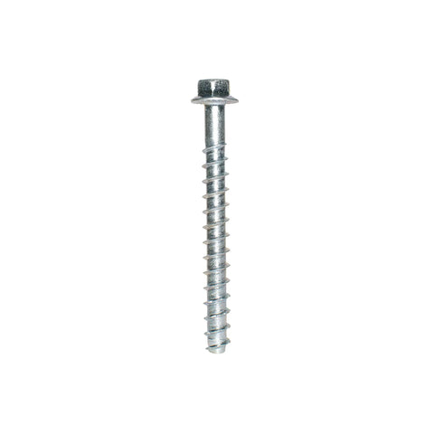 Front view of THDB25300H Quarter Inch By Three Inch Hex Washer Head Zinc Plated Titen HD Heavy Duty Screw Anchor for Concrete.