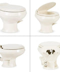 Low Profile Toilet With Full Size Residential Seat And Triple Jet Bowl Rinse Gravity Flush One Pint Per Flush Lightweight Polypropylene 301 Series Bone - various angles