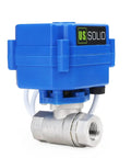Motorized Ball Valve Quarter Inch Full Port NSF Certified 304 Stainless Steel Drinking Water Safe Auto Return With 9 To 24 Volt AC DC