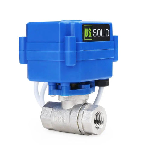 Motorized Ball Valve Quarter Inch Full Port NSF Certified 304 Stainless Steel Drinking Water Safe Auto Return With 9 To 24 Volt AC DC