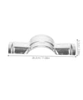 Front view of lightweight installation clip for quick assembly of stadium fence columns, galvanized steel, 28.2 cm width.