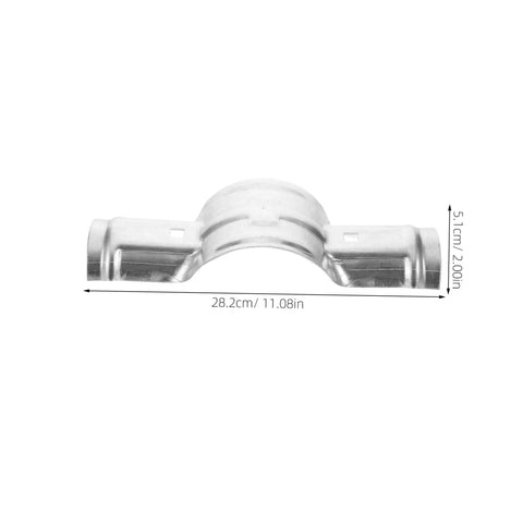 Front view of lightweight installation clip for quick assembly of stadium fence columns, galvanized steel, 28.2 cm width.
