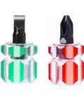 Mini Stubby Screwdriver Set With Magnetic Tips For Tight Spaces, Cross And Flat Head Drivers, color-coded handles, front view