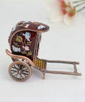Vintage Enamel Rickshaw Jewelry Box Featuring Tight Floral Craftsmanship And Classic Retro Styling That Totally Hits Different As A Slick Trinket Keeper Or Epic Home Office Decor For Collectors, side view.