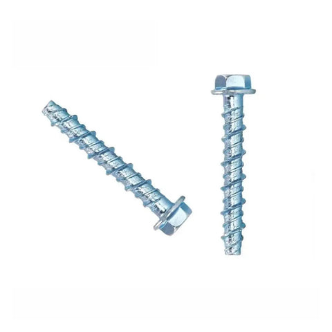 10 Piece M6 M8 Hex Head Concrete Screws Kit For Self Tapping Anchor Bolts with M6x40 and M8x40 screws on white background