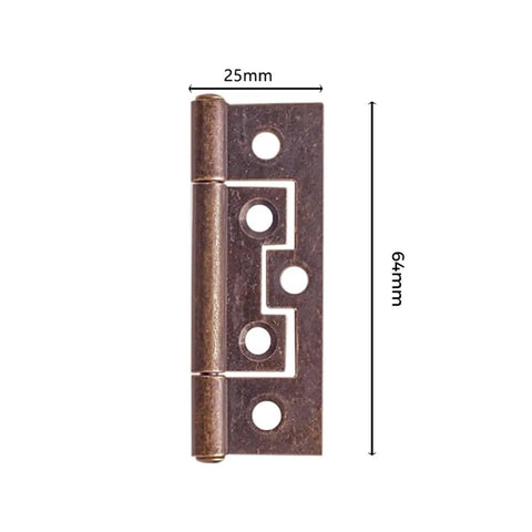 Two Pack Antique Bronze And Black Metal Flush Door Hinges For Wooden Boxes And Cabinets 64 By 25mm Spring Hinge with measurements