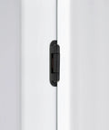 Heavy Duty Self Closing Cabinet Hinges With Smooth As Butter Soft Close For Half Inch Overlay Doors 4 Pack Easy Install Matte Black Finish side view on cabinet door.
