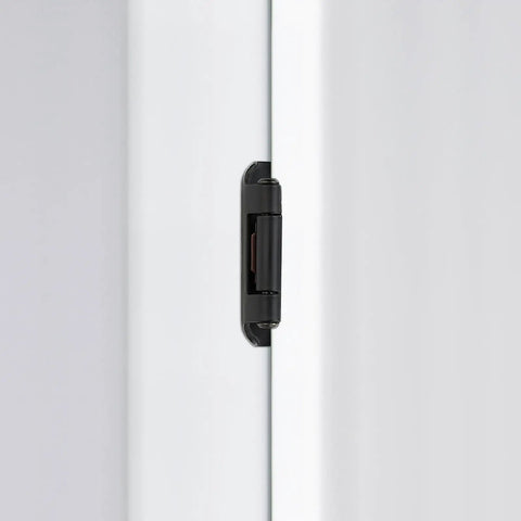 Heavy Duty Self Closing Cabinet Hinges With Smooth As Butter Soft Close For Half Inch Overlay Doors 4 Pack Easy Install Matte Black Finish side view on cabinet door.