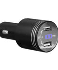 Dual USB Car Charger With Quick Charge 3.0, 2 USB Ports, In Car Carbon Monoxide Alarm With LCD Display, High Sensitivity CO Detector, Fast Charge Car Adapter For Safer Road Trips, Black