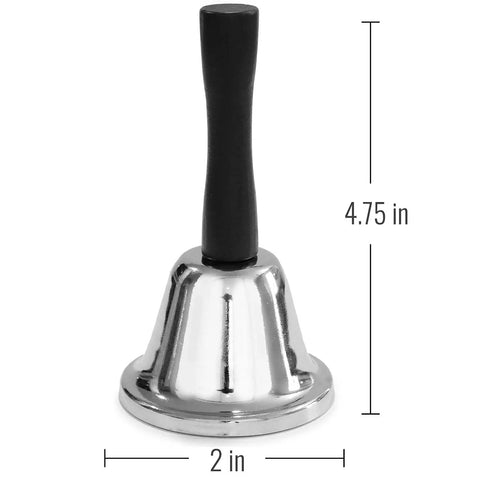 Multi Purpose Call Bell With Handle For Home Care And Office Signaling And Pet Call Lightweight One Hand Grip Silver And Black Bedside Ringer