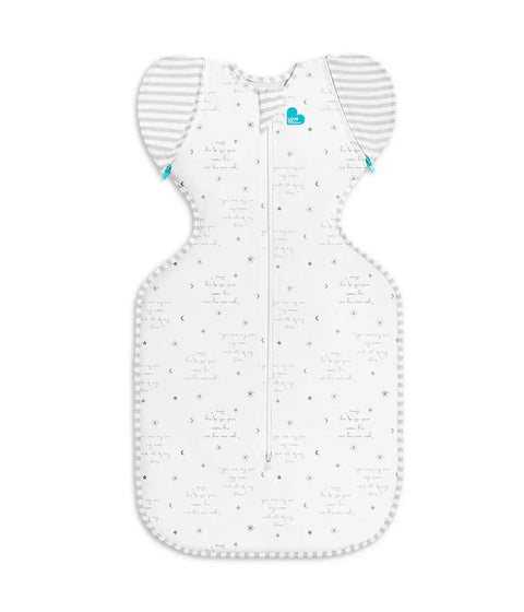 Swaddle Up Transition Bag With Arms Up Design For Easy Arm Out Sleep, Ultra Breathable Cotton Sleep Sack For Spring And Summer, Twin Zip And Zip Off Wings, 0.2 Tog, Light Weight, You Are My Grey, Medium on neutral background