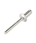 Close-up of a single aluminum dome rivet from the 120 Piece Blind Rivet Kit With Aluminum Dome Head Rivets M3.2 And M4.