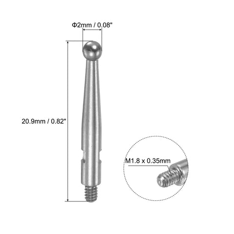 Dial Test Indicator Contact Point With 2mm Ball Tip Made From High Speed Steel HSS M1.8x0.35 Thread 0.82 Inch