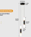Two Light Pendant Lights For Kitchen Island Dimmable LED Modern Mini Pendant Fixtures in dimensions view