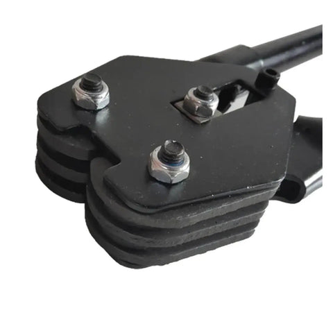 Close-up of Heavy Duty Electric Strapping Machine and Hydraulic Crimping Tool Set's crimping head, showcasing its secure design for PET packing.