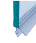 Frameless Shower Door Bottom Seal With Drip Rail For Three Eighths Inch Glass, 27.5 Inch Length, Clear, easy push-in install, close-up view