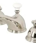 Restoration Widespread Bathroom Faucet Polished Nickel Solid Brass Construction 3 Hole Deck Mount Vintage Style