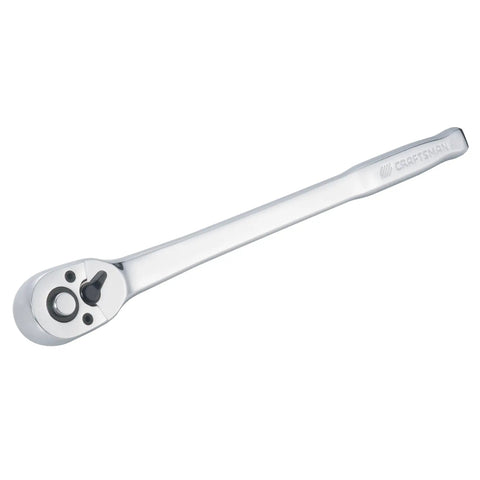 Pear Head Long Handle Ratchet 3/8 Inch Drive with 72-Tooth Arc Swing and Chrome Finish, Quick Release Button, SAE Socket Tool