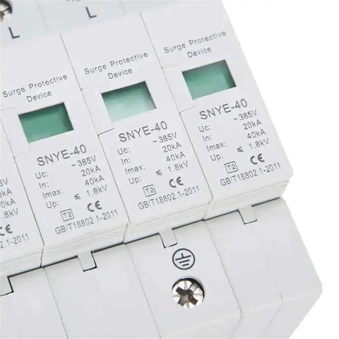4P Anti Thunder Surge Arrester 385VAC For Automation Control System With Dual Thermal Magnetic Protection Instantly Interrupts Fault Currents In Milliseconds 20KA Rating Beefed Up Heavy Duty Surge Shield For Safe Wiring And Equipment white 4-module unit