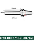 Rugged Stainless Pull Back Sleeve For BT30 BT40 BBT40 DC4 DC6 DC8 DC12 CNC Chuck Retractor 150mm long with precise dimensions.