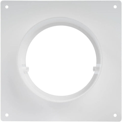 Front view of 4 Inch Plastic Duct Connector Flange For HVAC Ventilation System, Straight Vent Pipe Plate, ABS Plastic, Easy Install.