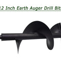 Image of 12 Inch Earth Auger Drill Bits For Planting With Three Quarter Shaft, shown horizontally, heavy duty alloy steel construction.