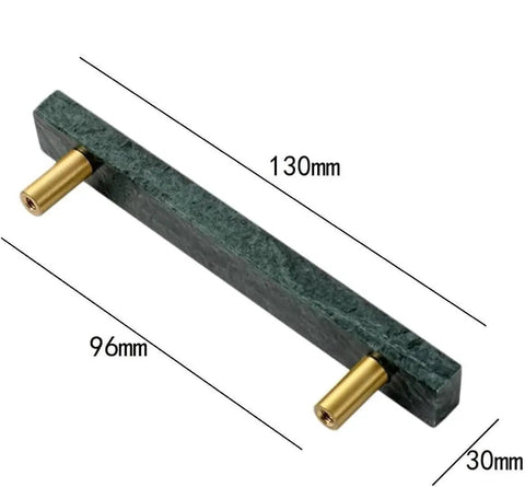 Next Level Home Styling With Top Shelf Green Marble Drawer Knobs 2 Pack 96 Mm Center To Center measuring 130 mm long.