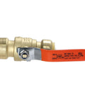 Side view of 10-Piece 3/4-Inch Push Fit Ball Valve Set for Copper CPVC and PEX Piping, No-Sweat Quick-Connect Brass Body, Lead-Free and Durable