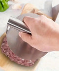 Hamburger Press For Smash Burgers, Stainless Steel Nonstick Smasher Patty Maker For Flat Top Griddle, Round 5.5 Inch in use