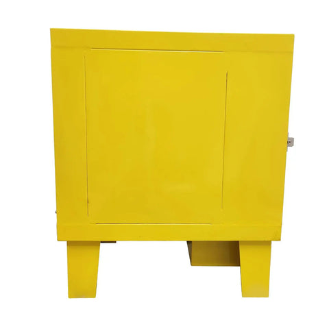 Heavy Duty Bench Welding Rod Oven With Digital Control Panel And Rock Solid Insulation For Pros Who Want No Nonsense Electrode Drying And Moisture Protection 220 Volt Power And Battle Ready Build For The Daily Grind side view of yellow oven with sealed door