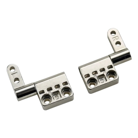 Pair of silver zinc-alloy 360-degree torque damping cabinet hinges with mounting flanges