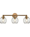 Astoria 3 Light Bath Bar in Satin Gold With Clear Glass Mounts Up Or Down UL Listed Bathroom Fixture Ideal For Modern Vanities Uses 60W