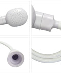 Portable Shampoo Sprayer For Round Faucets With Rubber Hose, Sink Spray Attachment and One Meter Hose, white details close-up
