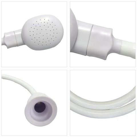 Portable Shampoo Sprayer For Round Faucets With Rubber Hose, Sink Spray Attachment and One Meter Hose, white details close-up