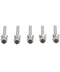Durable Round Over Router Bit Set With 4 Inch Shanks And Four Flutes showing five precision router bits for woodworking tasks.