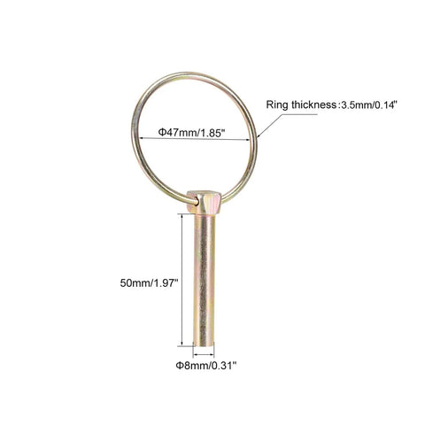 Self Locking Steel Dowel Pin Kit With 5x40mm 6x45mm 8x50mm And 10x45mm Pins, zinc-plated 8x50mm pin with 47mm ring