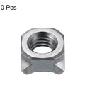 Heavy Duty Square Weld Nuts M8-1.25 UNC Carbon Steel Machine Screws Gray 10 Pack shown from the front, featuring a threaded interior.
