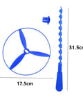 Blue 20 Sets Flying Helicopter Toys For Outdoors with 17.5 cm disc and 31.5 cm pole, hand spin rotating circle helicopters.