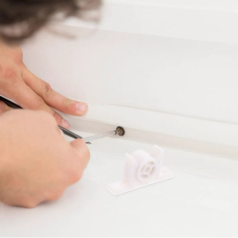 Installation of 10 Sets Ball Catch Door Hardware For Cupboard Doors Dual Wheel Latch Kit With Quiet Close shown with screwdriver