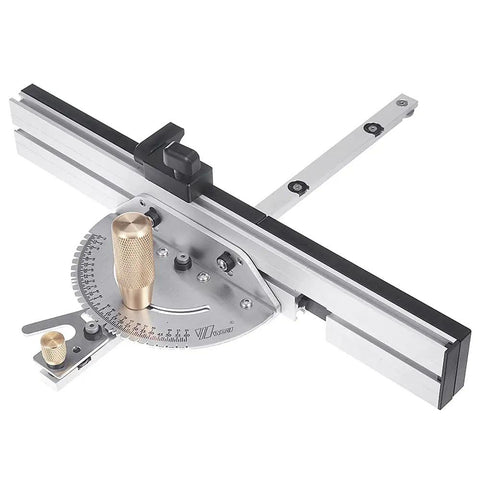 Heavy Duty Aluminum Miter Gauge With Solid Brass Handle And 450mm Scale for table saws featuring precise adjustment knob.