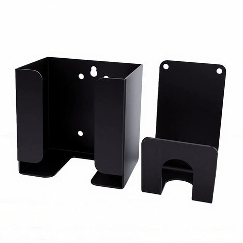 Heavy Duty Wall Mount Electric Vehicle Charger Bracket With Dual Iron Racks in black, designed for smart garage cable organization.