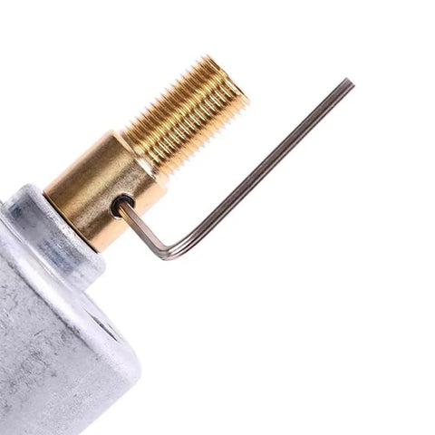 L-shaped Allen wrench inserted into brass connector of Four Piece Collet Wrench Kit For Dremel Rotary Tools L Shaped Allen Wrenches And Drill Chuck Keys