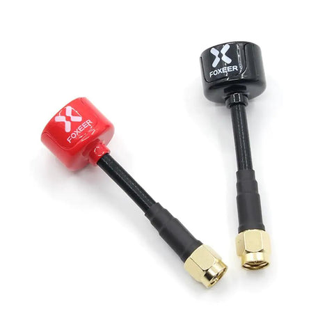 Foxeer4 Elite High Gain FPV Antenna 5.7GHz 2.6dBi RHCP SMA RPSMA UFL in red and black, straight connectors