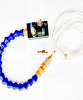 BACHIN mist coolant spray system with blue flexible articulated hose, brass fittings, and clear tubing.