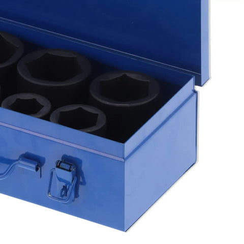 Top Tier 9PC Deep Impact Socket Set With 6 Point Grip For Heavy Duty Auto Repair Jobs That Won`t Slip Or Rust And Get The Job Done Right Away Today. Blue metal case with deep impact sockets