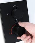 Total Game Changer In Wall Concealed Waterfall Shower System solid lead free copper matte black temperature control panel.